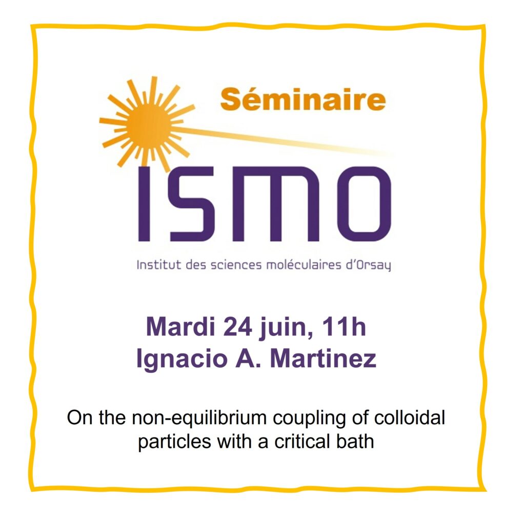 On the non-equilibrium coupling of colloidal particles with a critical bath

Ignacio A. Martinez
ENS de Lyon, CNRS, Laboratoire de Physique.
LCP Group, ELIS Department, Ghent University