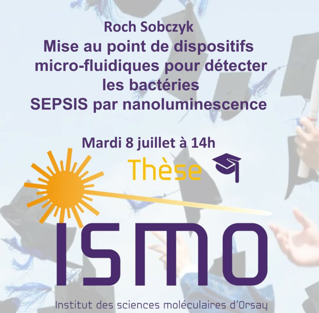 Mise au point de dispositifs micro-fluidiques pour détecter les bactéries / SEPSIS par nanoluminescence

Mardi 8 juillet, 14h
Amphithéâtre de l'ISMO