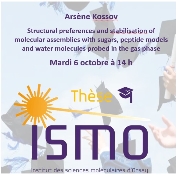 Structural preferences and stabilisation of molecular assemblies with sugars, peptide models and water molecules probed in the gas phase
6 octobre, 14h
Amphithéâtre de l'ISMO